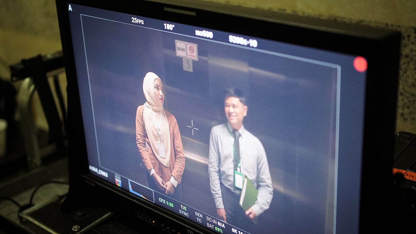 Scene seen on a camera monitor