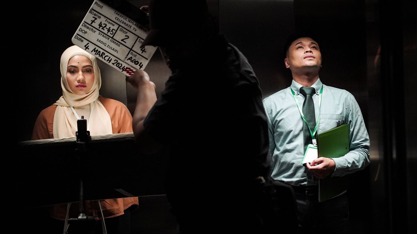 Clapperboard before a take